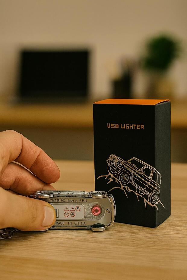Lüks Araba Tasarımlı USB Elektronik Çakmak – Şarjlı, Anahtarlık Model - 1