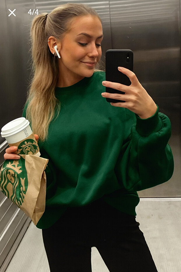 Crew Neck Basic Sweatshirt - 1