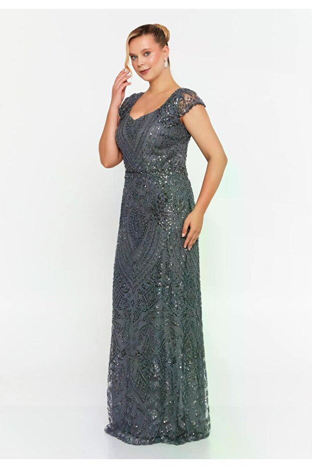 6138PAY PAYETLİ ELBİSE - 2