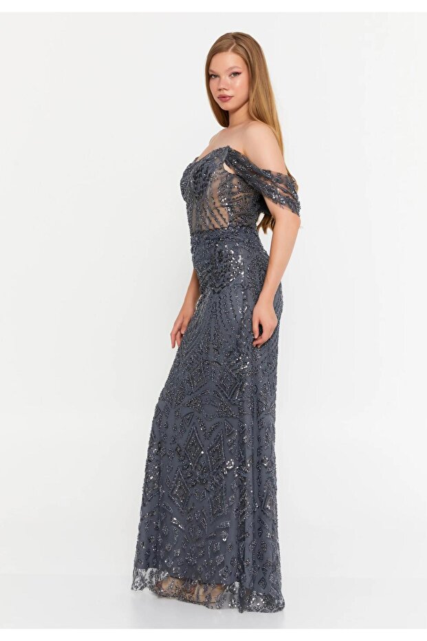 6139PAY PAYETLİ ELBİSE - 2