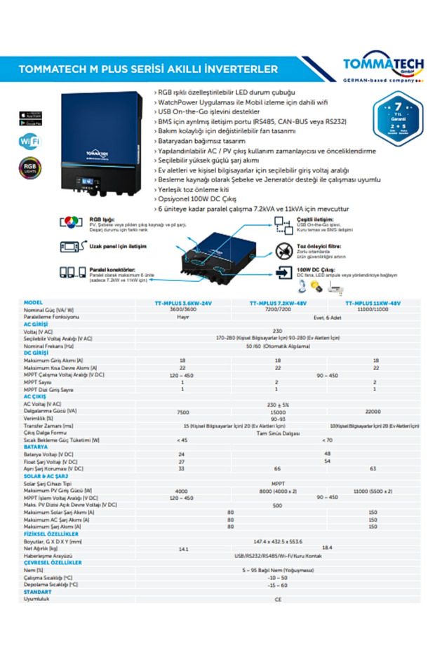 MPlus 11K 48V MPPT 1Faz Akıllı İnverter Çevirici İnvertör - 3