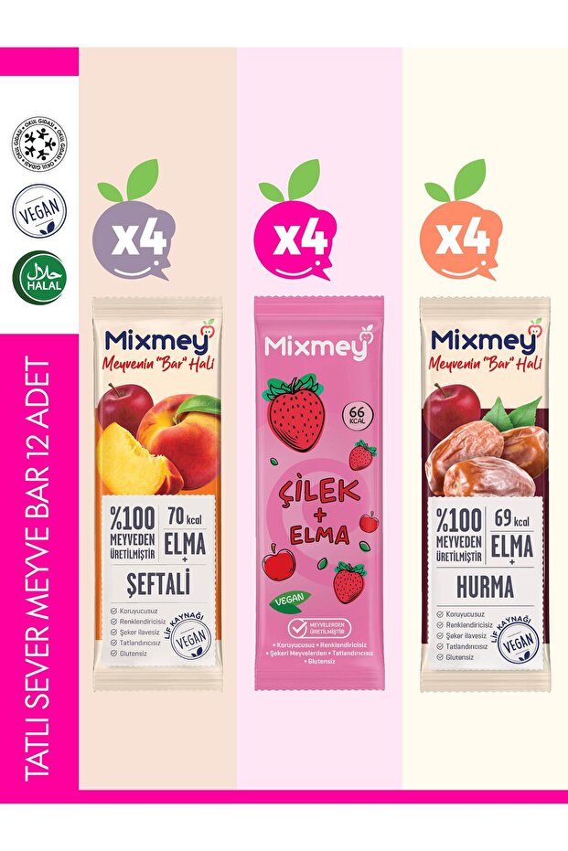 Tatlı Sever Meyve Barı – 12 Adet | Sağlıklı Atıştırmalıklar – Vegan, Glutensiz (20GR X 12 ADET) - 1