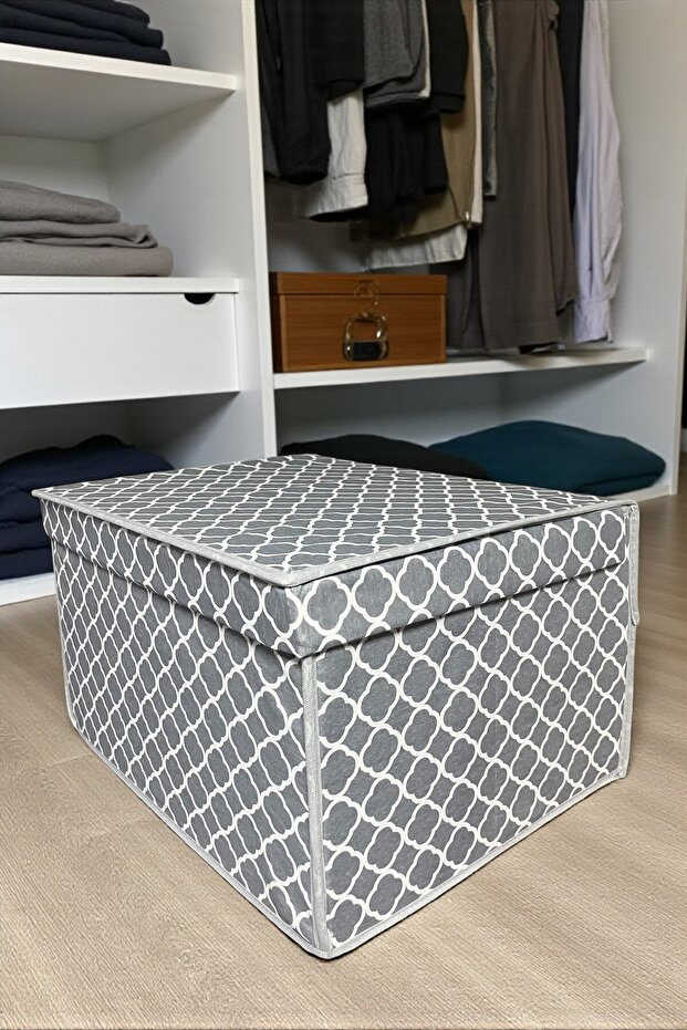 Maxi Multi-Purpose Storage Box, Box, Container, Organizer, Toy Box, Gray Chain Pattern, 40X50X30 - 5