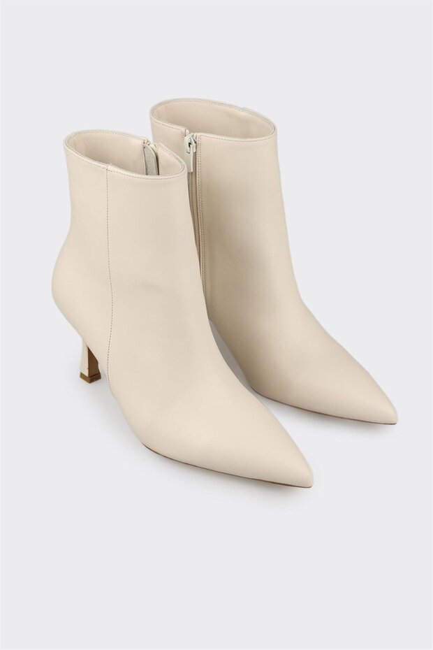 Bej Deri Kadın Klasik Bot - 2
