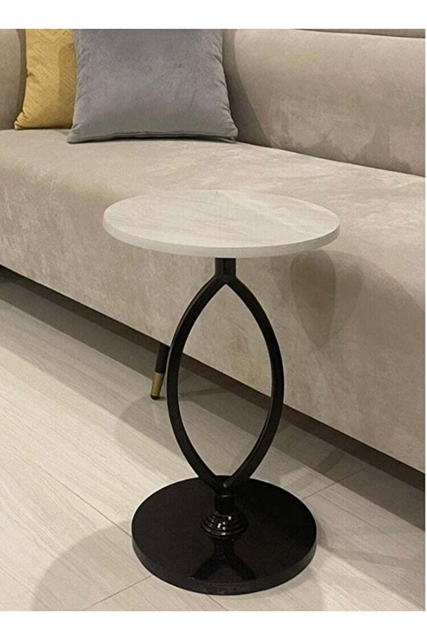 طاولة جانبية 55×35 سم - أسود وأبيض