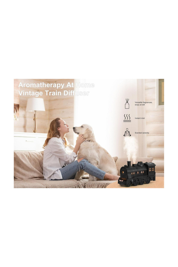 Train Shape Oil Diffuser Humidifier | 300ml Cool Mist Aromatherapy Diffuser with LED Lights & Remote - 3