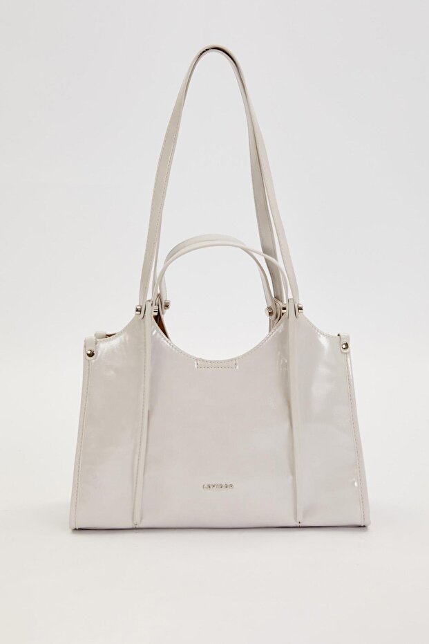 حقيبة كتف كبيرة ذات عينين باللون الرمادي - 1