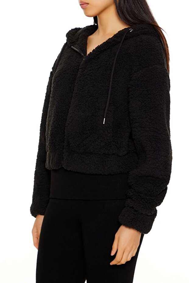 Suni Kürk Kapüşonlu Ceket - 4