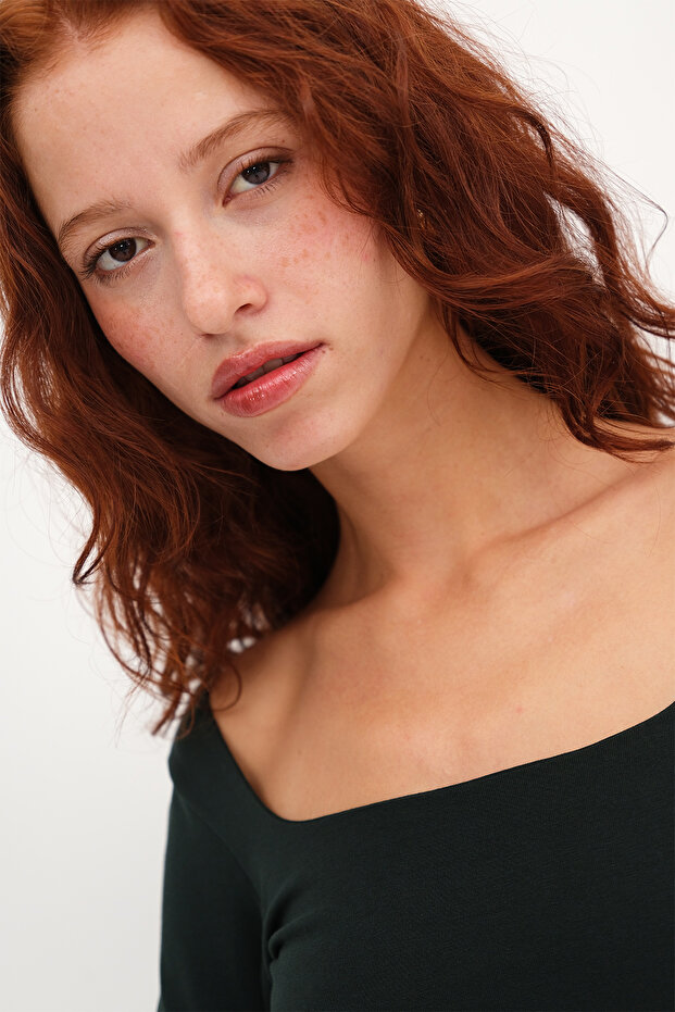 Kare Yaka Basic Bluz B1847 - 4