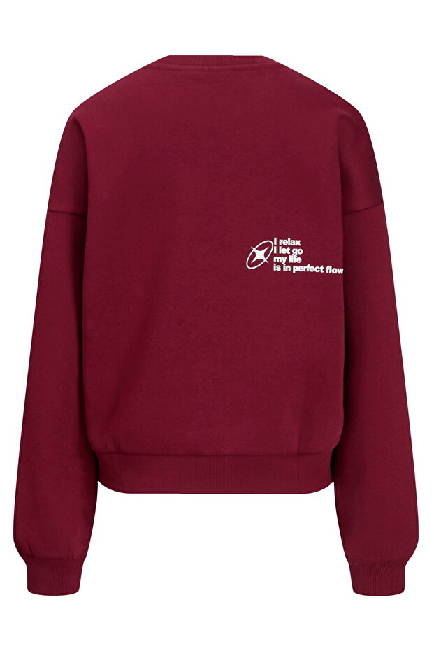 Kadin Baskili Sweatshirt - Ruby - 2