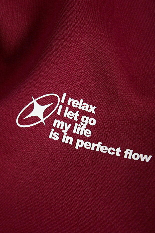 Kadin Baskili Sweatshirt - Ruby - 4