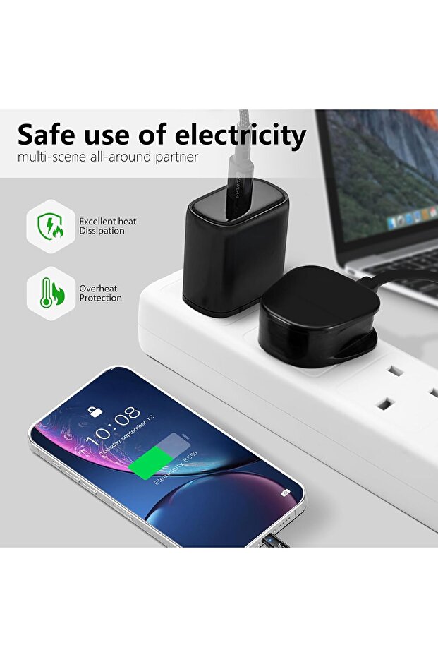 Extension Cord 3M Surge Protection 3 Way Outlets, Power Strip Wall Mounted with Individual Switches - 3