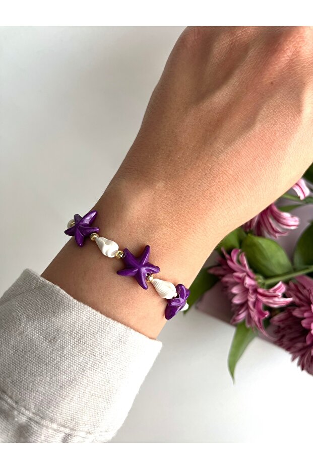 Starfish and Seashell Macrame Bracelet - 2