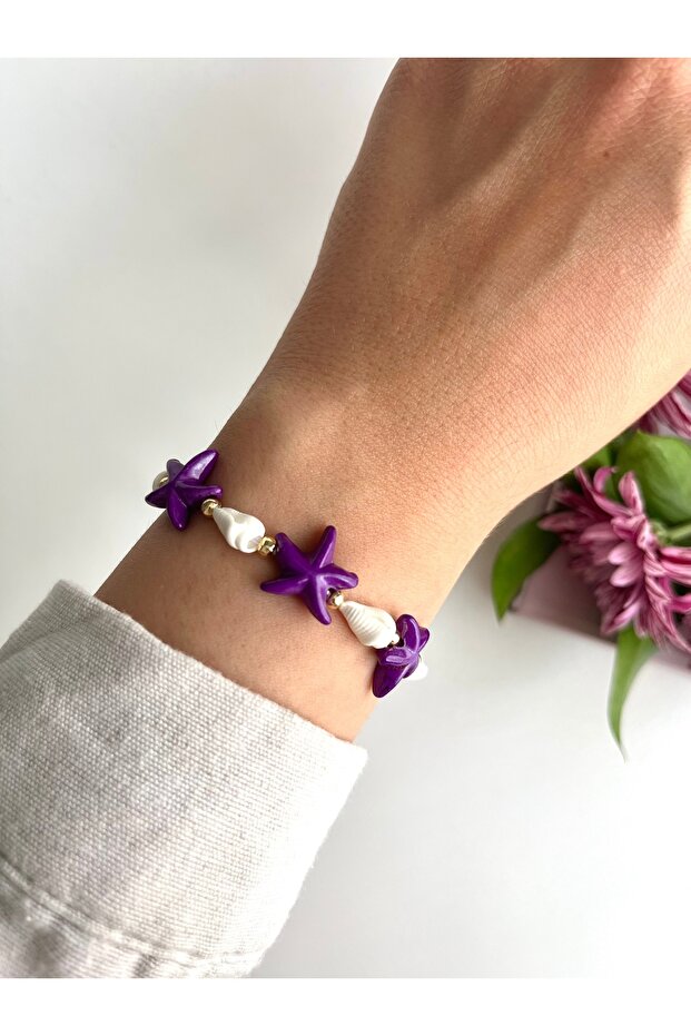 Starfish and Seashell Macrame Bracelet - 1