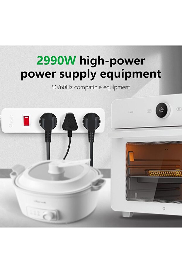 Extension Cord 3M Surge Protection 3 Way Outlets, Power Strip Wall Mounted with Individual Switches - 7