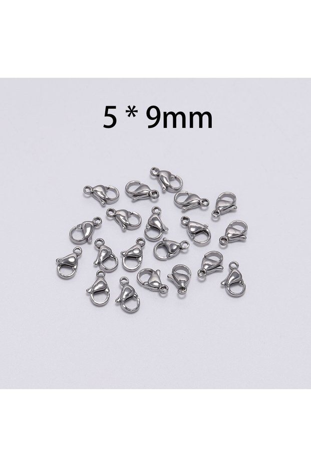 30pcs 5 x 9mm 30pcs/lot 9 10 11 12 13 15mm Stainless Steel Lobster Clasp Hooks For DIY Necklace Brac