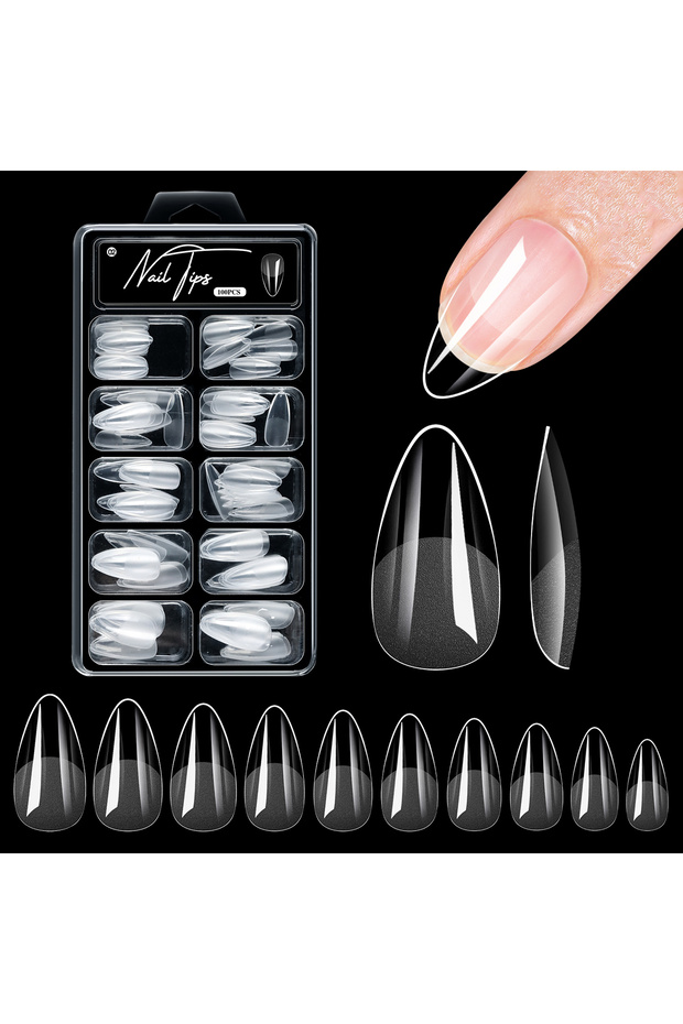 100pcs 100/320/600Pcs Short Almond Nail Tips Soft Gel Nail Tips Full Cover False Nail Tips For Acryl