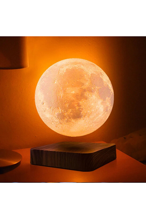 Floating moon dark brown base with lighting - 3