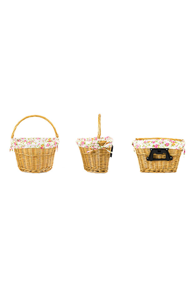 wicker bicycle basket with handlebar insert, click flowers, plug-in - 3