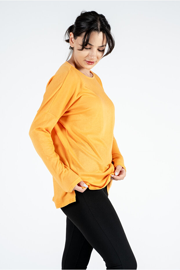 TURUNCU TRİKO UZUNKOL BLUZ - 4