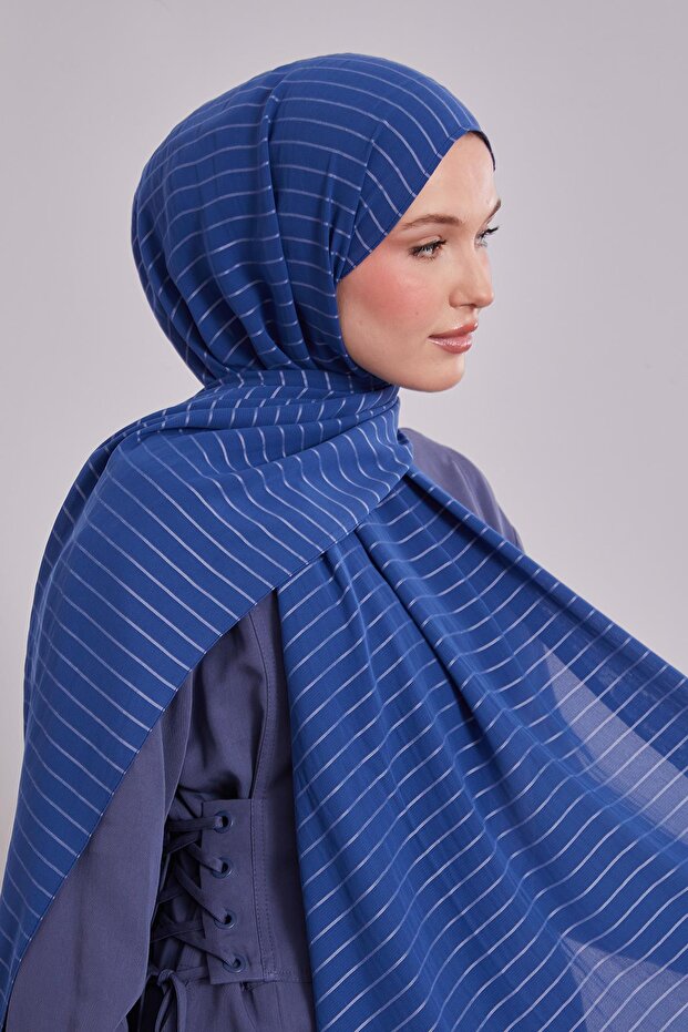 Blue Striped Cazz Shawl