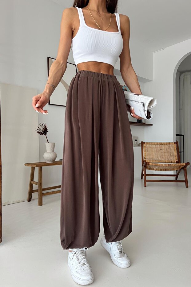 Modal Şalvar Pantolon Kahve - 2