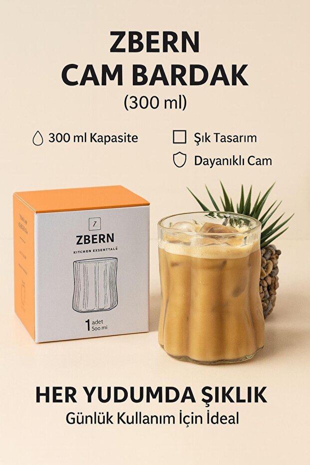 300 ml Modern Glass Cup Heat-Resistant Coffee Soft Drink Cup