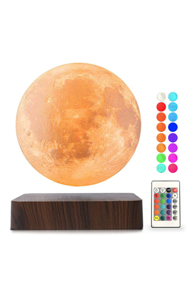 Floating moon dark brown base with lighting - 1