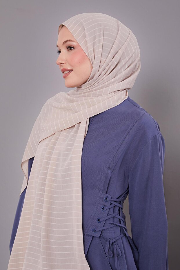 شال كاز مخطط باللون البيج - 2