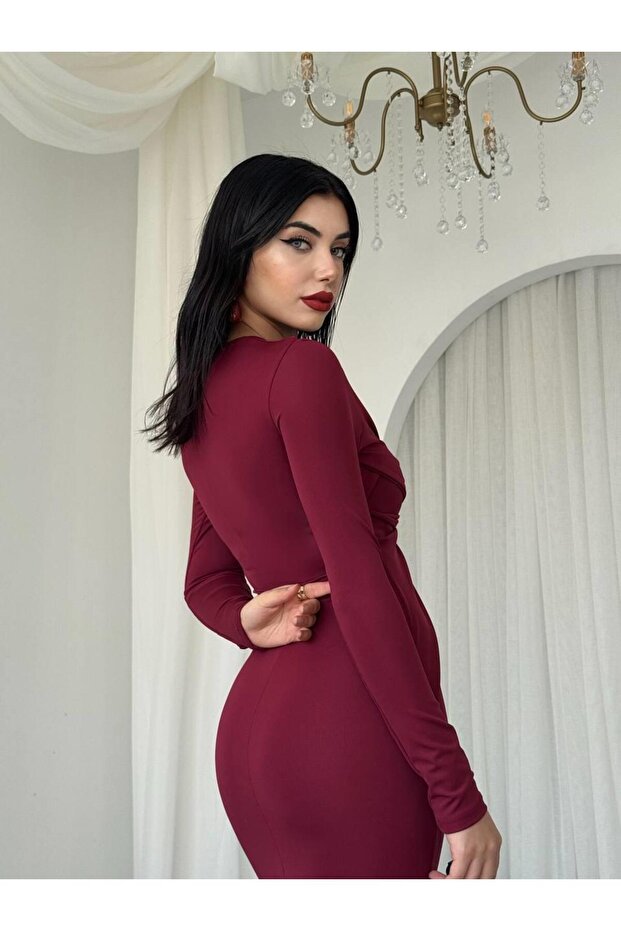 Dande Broş Detaylı Elbise - 6