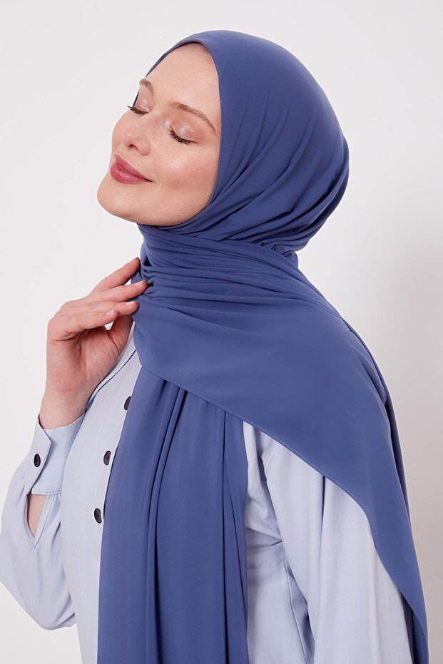 Navy Blue Plain Sandy Shawl