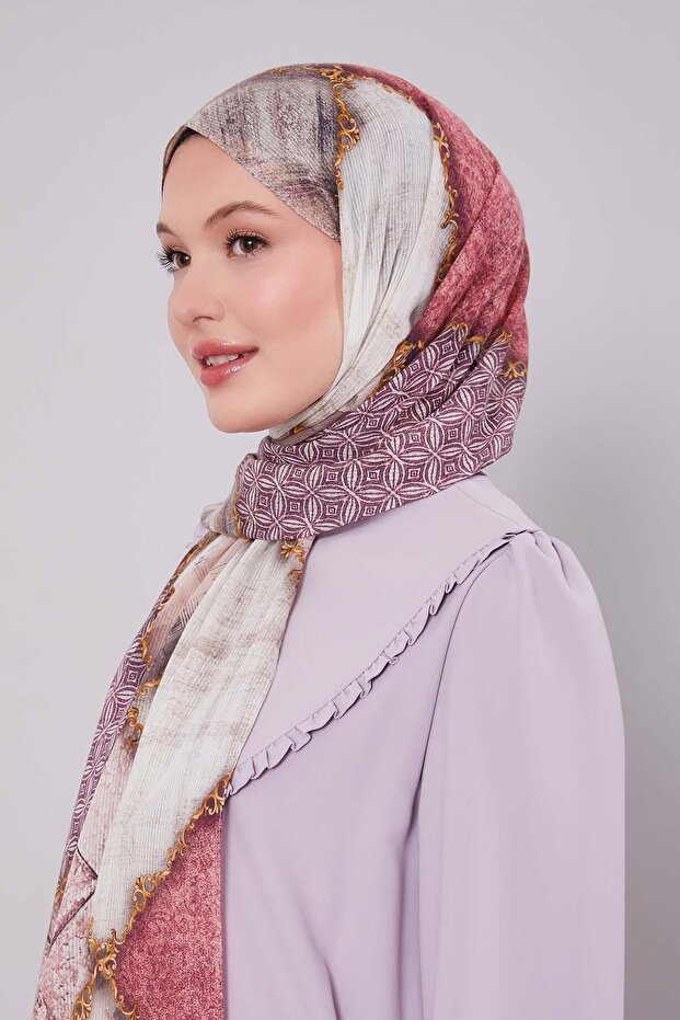 شال قطني بنمط مختلط من الورد - 3