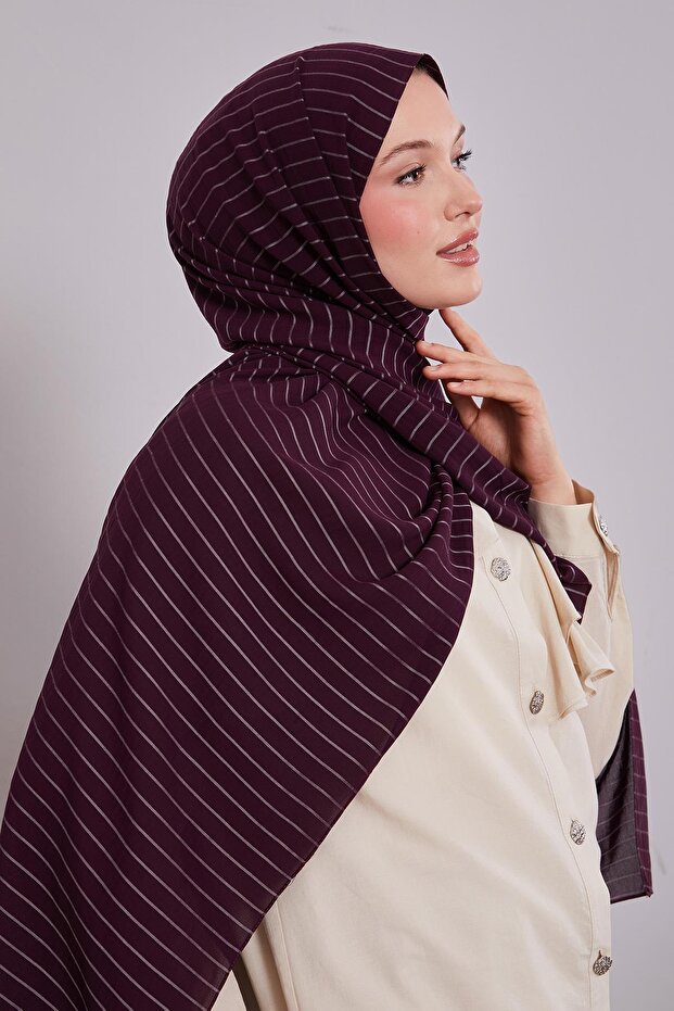 Plum Striped Cazz Shawl
