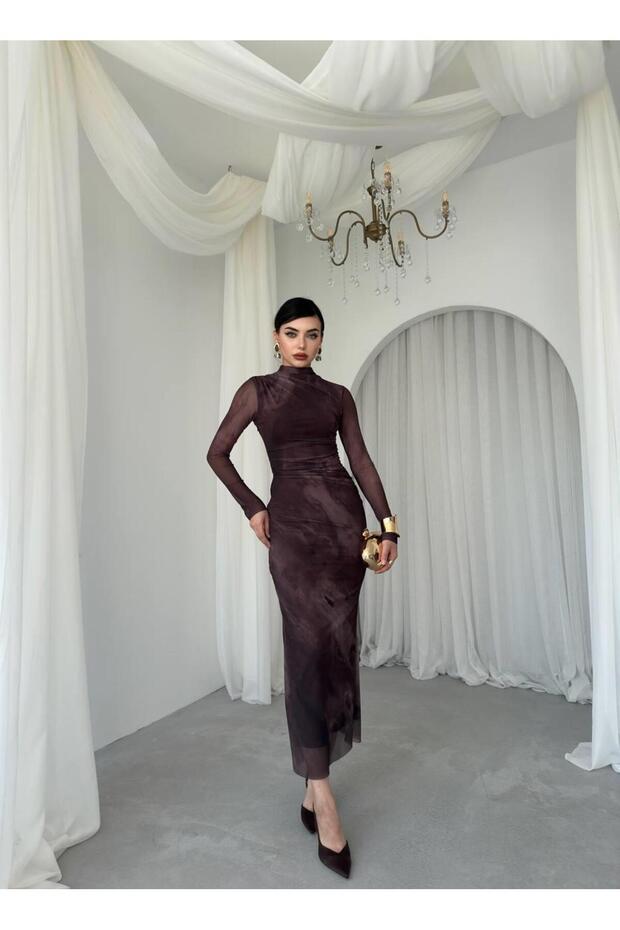 Lizz Tül Kol Midi Elbise - 2