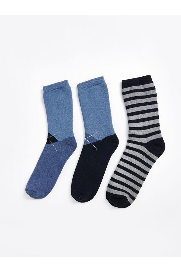 Patterned Boys' Towel Socks 3-Piece (W5)