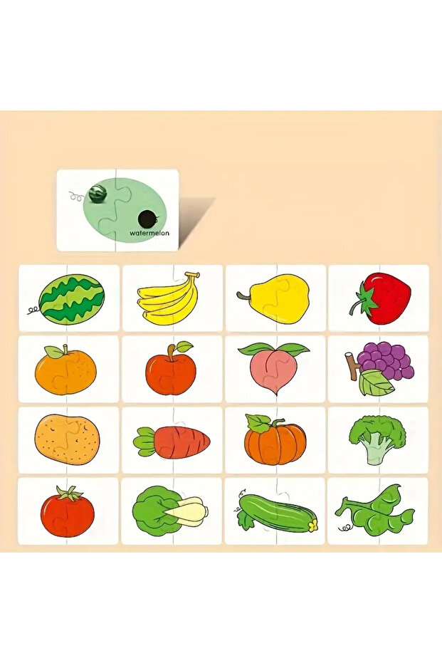 Children’s 32pcs Fruit & Vegetable Matching Puzzle Cards Montessori Educational Toy