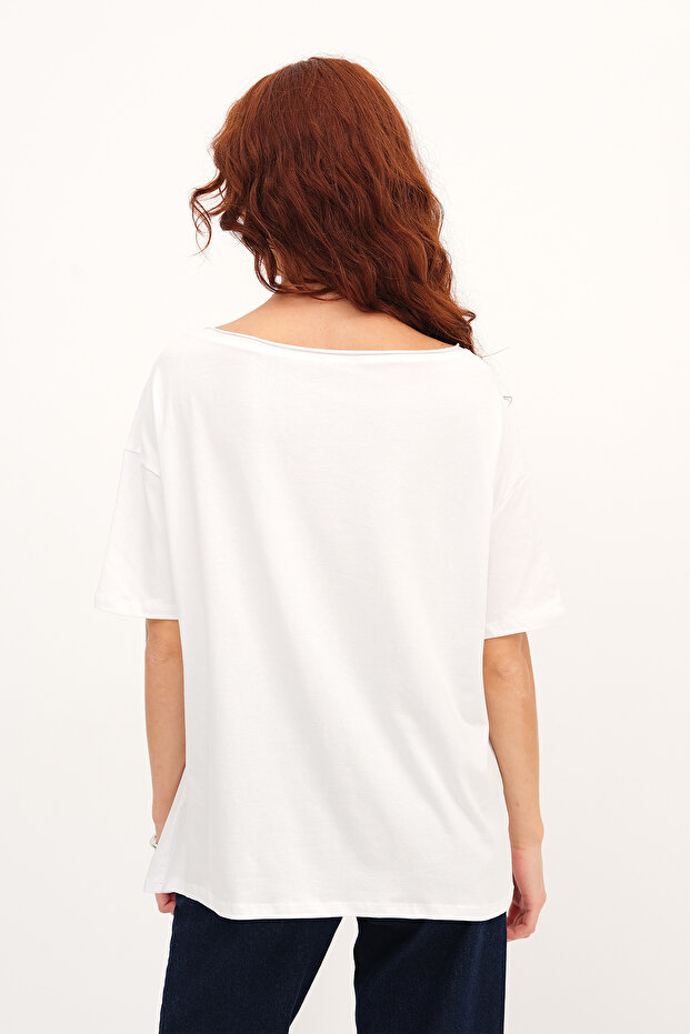 Kayık Yaka Basic T-shirt P1822 - 6