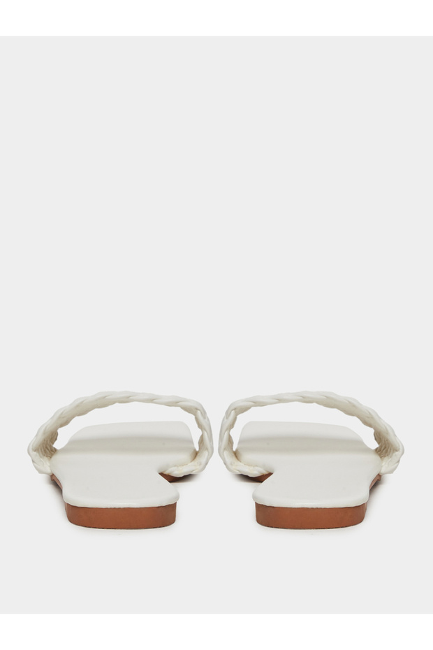 Solid Textured Weaving Flat Sandals - 4