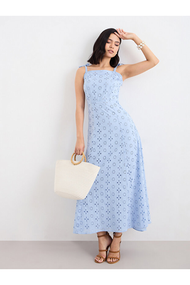 Women Schiffli Cotton Maxi Dress