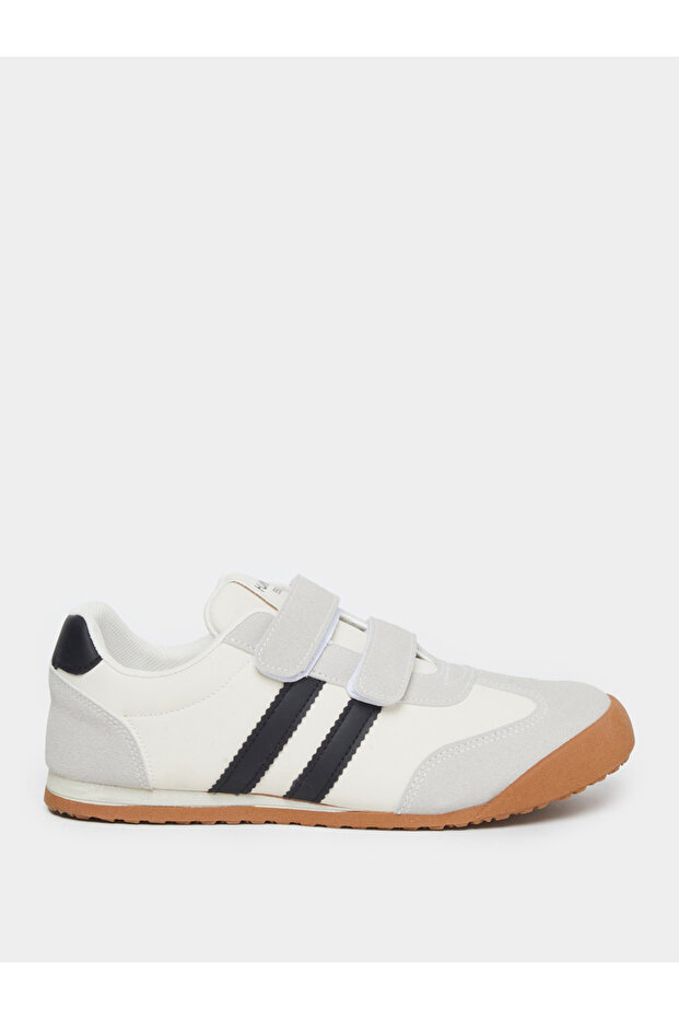 Women Beige Sneakers with Hook and Loop