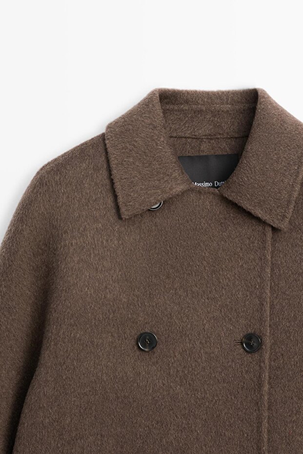 Kaşe kruvaze crop kaban - 6