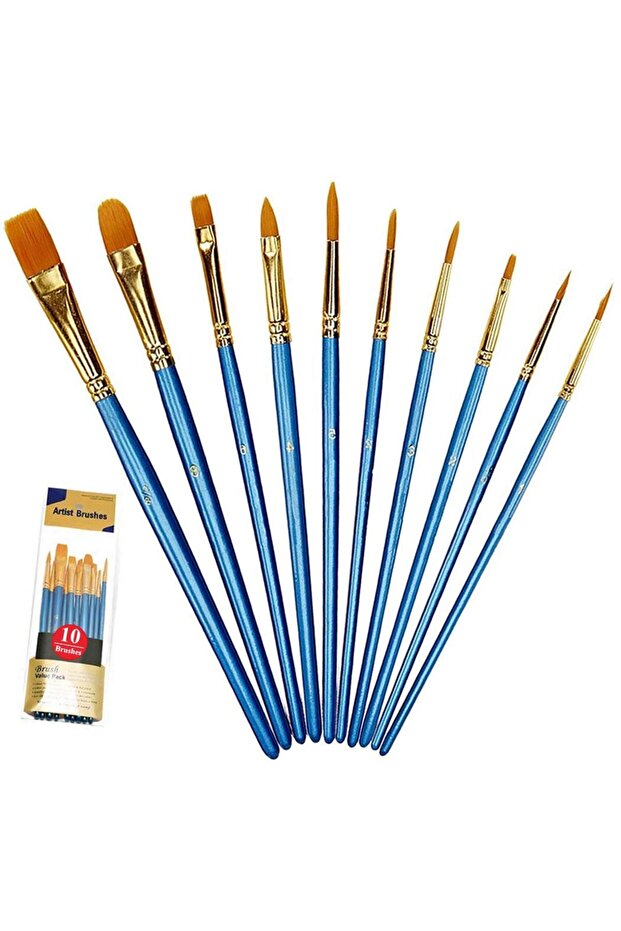 Paint Brushes Set, 10 Pieces Round Pointed Tip Nylon Hair Artist Acrylic Paintbrushes
