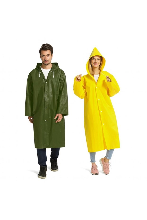 Women&Men 2 Pieces Raincoat Hooded Snap Fastener Eva Black Water Windproof Raincoat Sky-900
