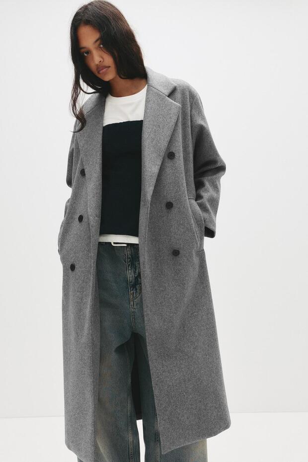 Kruvaze uzun kaşe kaban - 5