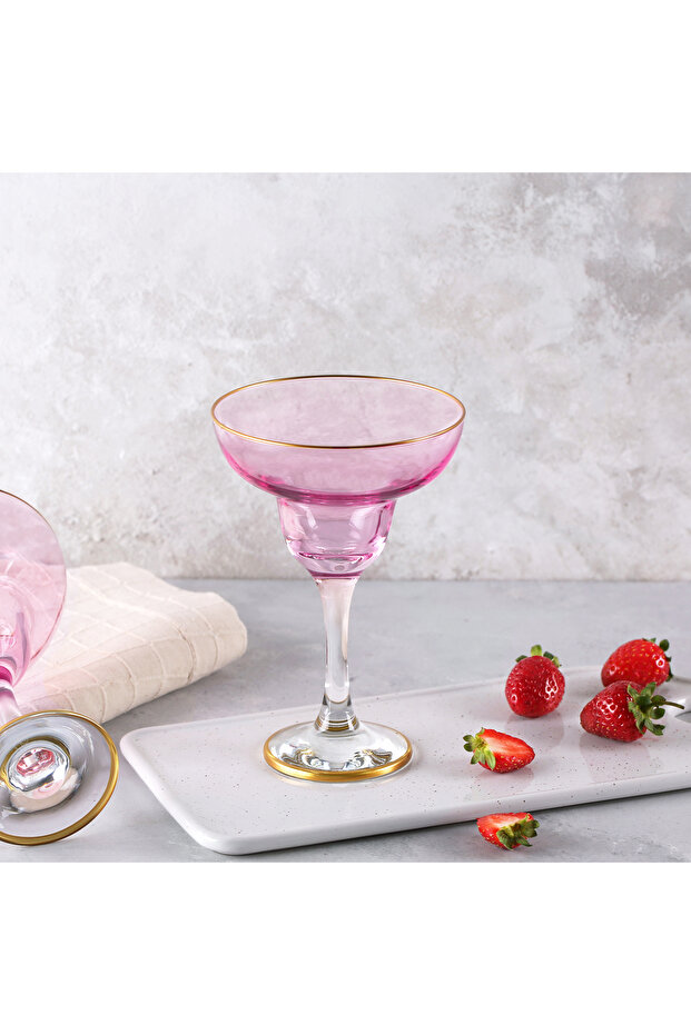 Pembe Margarita Ayaklı Koktey Kadehi & Bardağı 2’li Set - 3