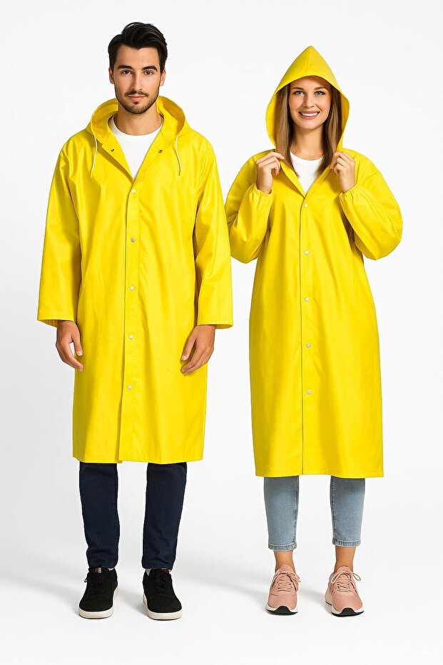 Women Men Raincoat Hooded Snap Closure Eva Black Water Windproof Rain Coat Sky-900