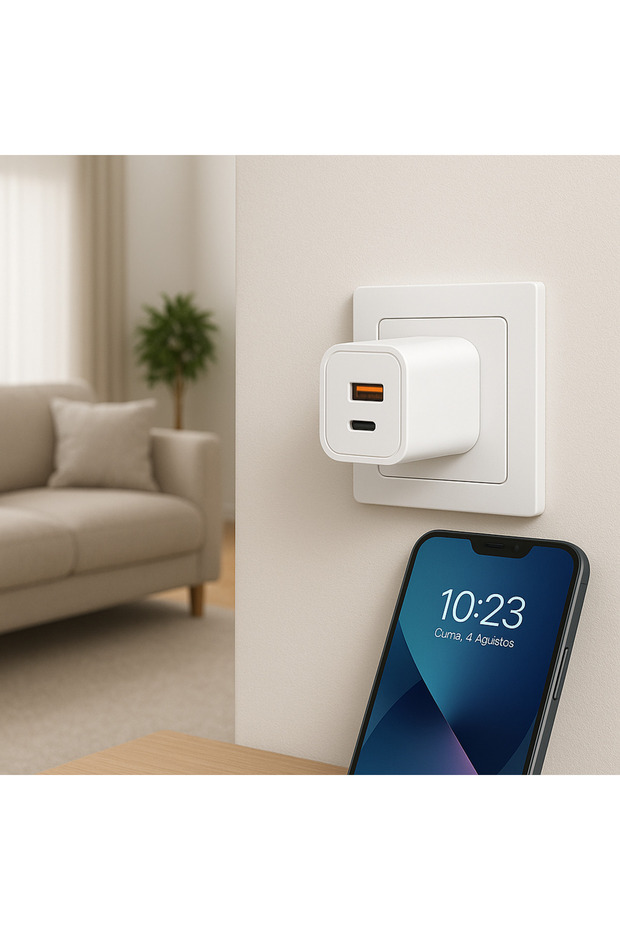 20W Hızlı Şarj Adaptörü Type-C & USB-A Çift Çıkışlı | Telefon, Tablet ve Cihazlar İçin - 2