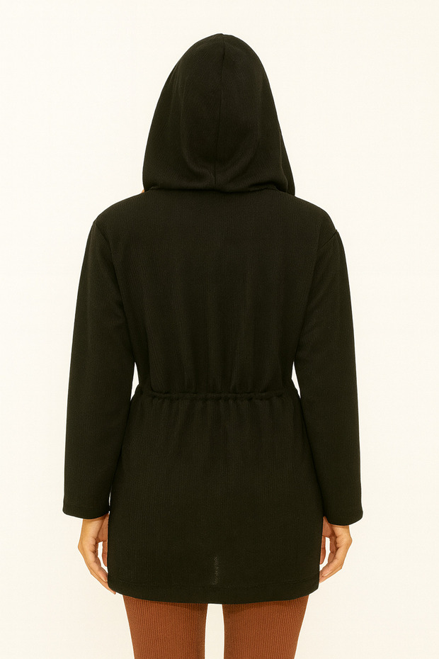 Kapüşonlu Basic Hırka - 3