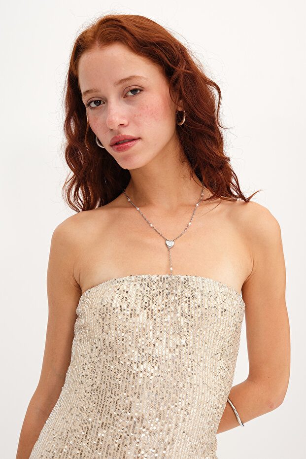 Straplez Payetli Mini Elbise E17590 - 5