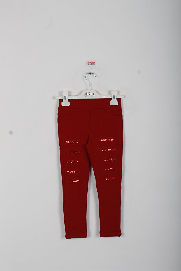Girl's Sequin Embroidered Elastic Waist Leggings